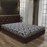 Gyémánt franciaágy barna bőr és tosca mintás szövet