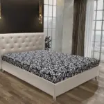 Gyémánt franciaágy bézs bőrés tosca mintás szövet