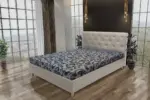 Gyémánt franciaágy ezüst serlegszürke és fabia mintás szövet