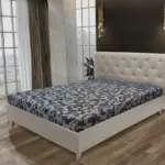 Gyémánt franciaágy ezüst serlegszürke és fabia mintás szövet