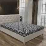 Gyémánt franciaágy ezüst serlegszürke és tosca mintás szövet