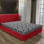 Gyémánt franciaágy japán karminvörös és tosca mintás szövet