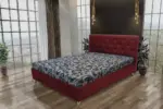 Gyémánt franciaágy ódon borvörös és fabia mintás szövet