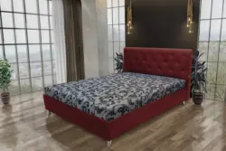 Gyémánt franciaágy ódon borvörös és fabia mintás szövet