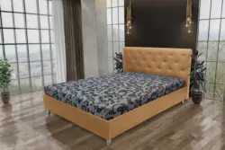 Gyémánt franciaágy okker és fabia mintás szövet