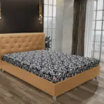 Gyémánt franciaágy okker és tosca mintás szövet