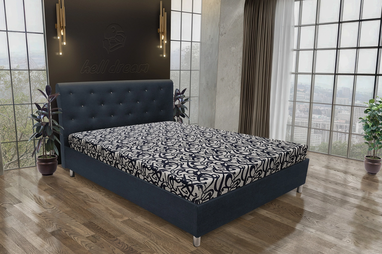 Gyémánt franciaágy ónix és tosca mintás szövet