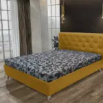 Gyémánt franciaágy őszarany és fabia mintás szövet