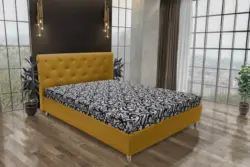 Gyémánt franciaágy őszarany és tosca mintás szövet