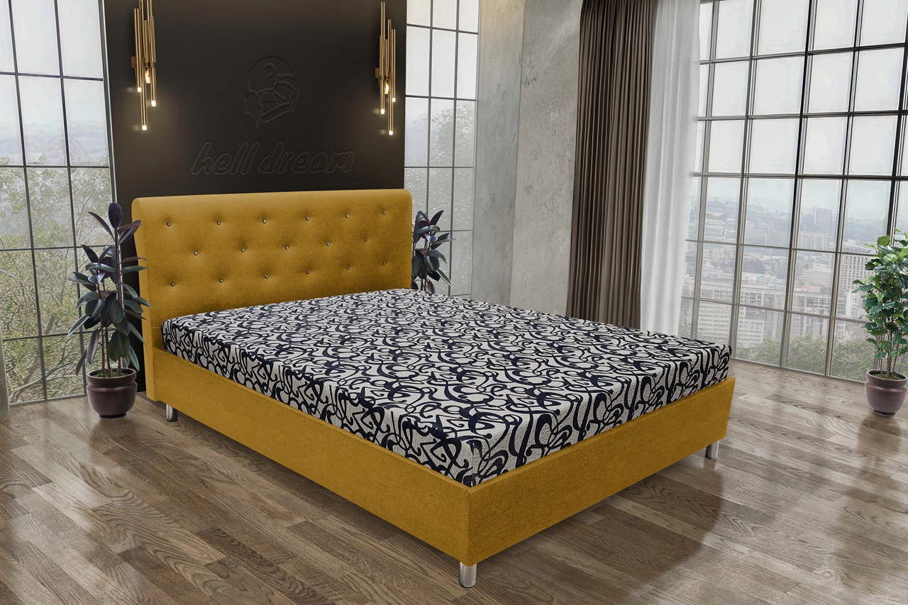 Gyémánt franciaágy őszarany és tosca mintás szövet