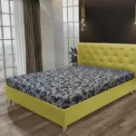 Gyémánt franciaágy őszi levélzöld és fabia mintás szövet