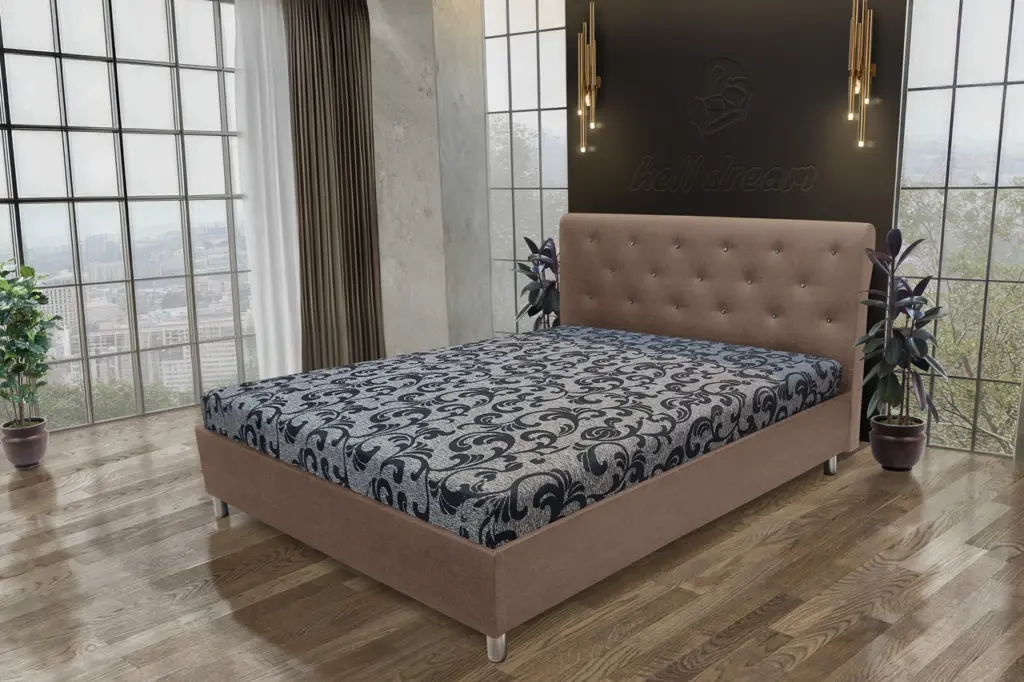 Gyémánt franciaágy pasztell taupe és fabia mintás szövet