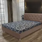 Gyémánt franciaágy pasztell taupe és fabia mintás szövet