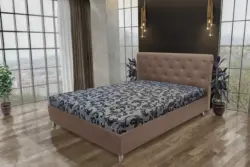 Gyémánt franciaágy pasztell taupe és fabia mintás szövet