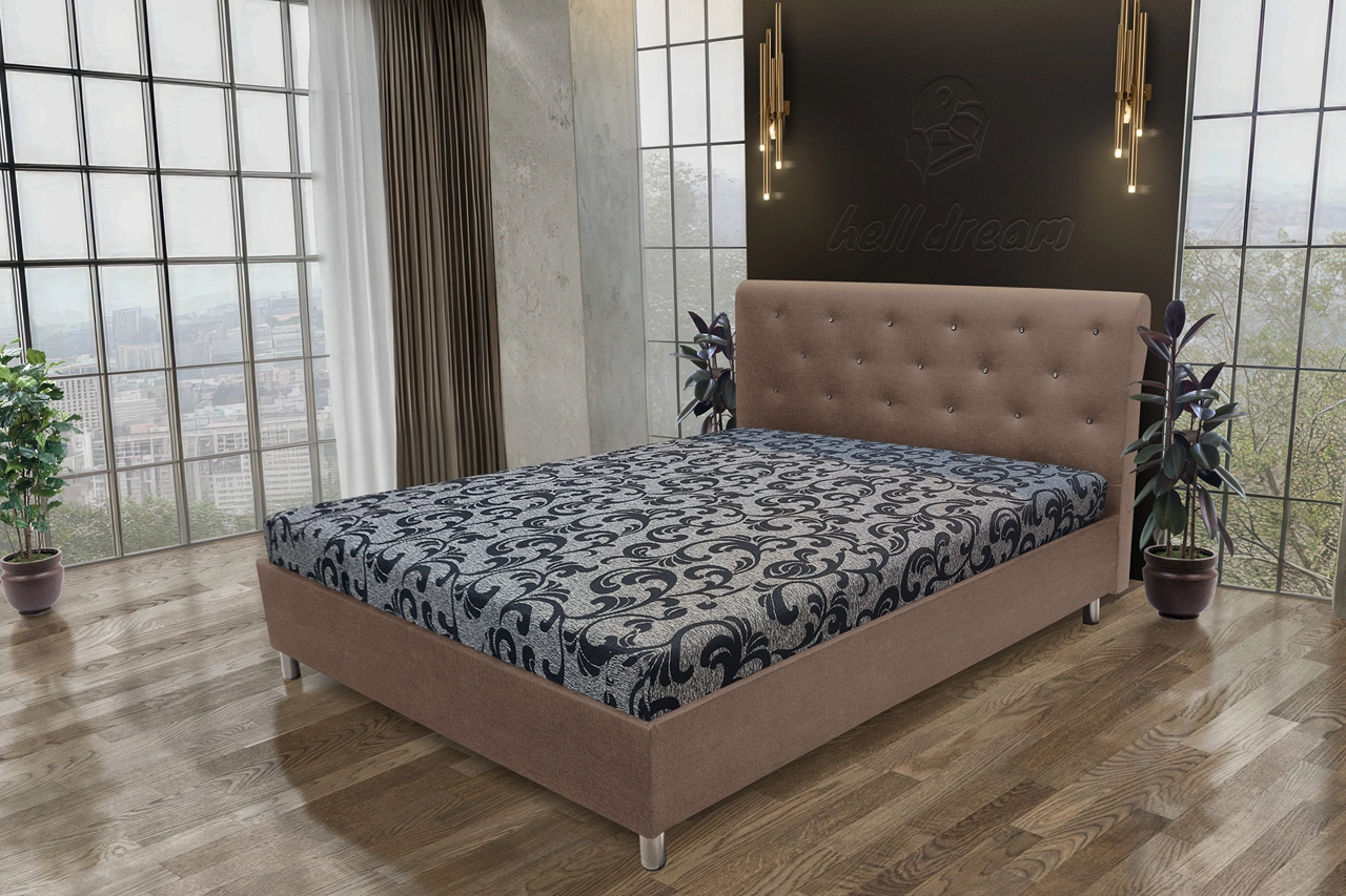 Gyémánt franciaágy pasztell taupe és fabia mintás szövet