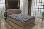 Gyémánt franciaágy pasztell taupe és tosca mintás szövet