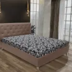 Gyémánt franciaágy pasztell taupe és tosca mintás szövet