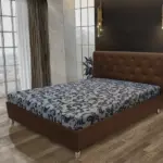 Gyémánt franciaágy sötét mahagóni és fabia mintás szövet