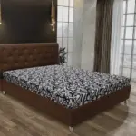 Gyémánt franciaágy sötét mahagóni és tosca mintás szövet