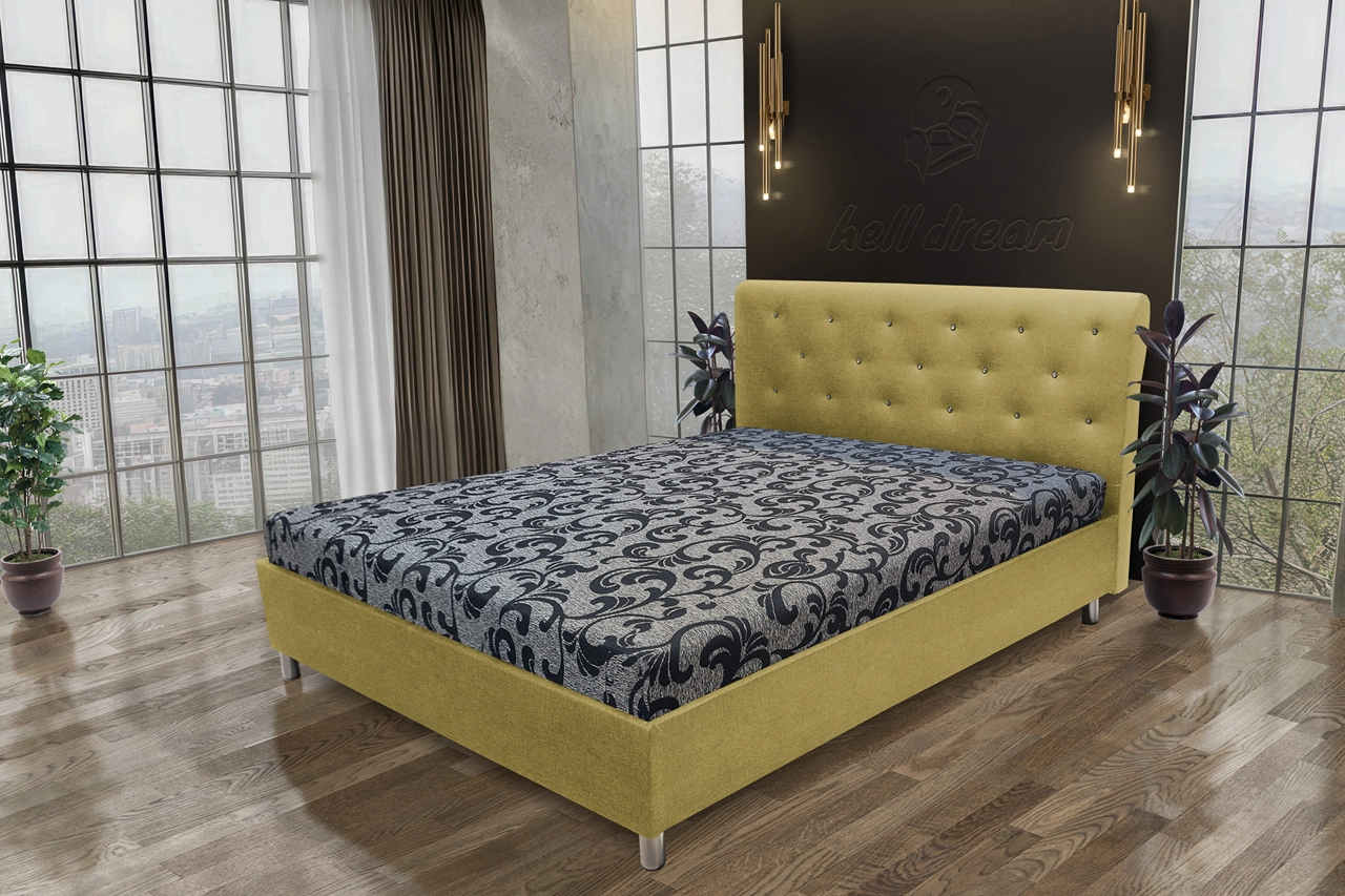 Gyémánt franciaágy száraz olíva és fabia mintás szövet