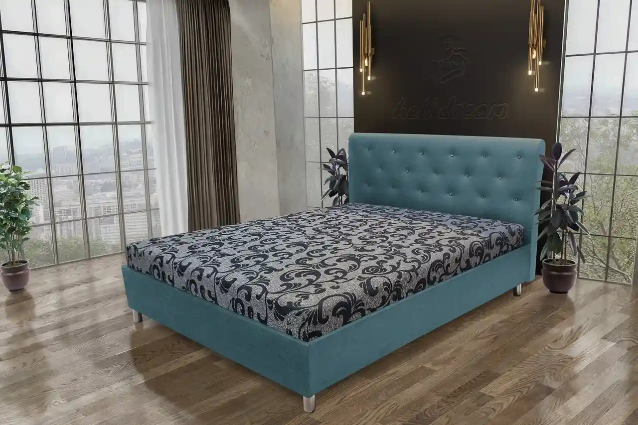 Gyémánt franciaágy szürkés kadét és fabia mintás szövet lenyűgöző swarovski kövekkel 4 méretben