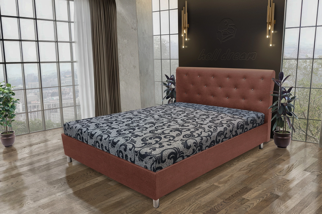 Gyémánt franciaágy toszkán vörös és fabia mintás szövet