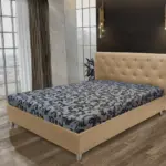 Gyémánt franciaágy világos fahéj és fabia mintás szövet