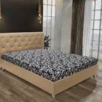 Gyémánt franciaágy világos fahéj és tosca mintás szövet