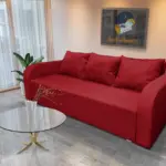 Joki ágyazható ágyneműtartós kanapé japán karminvörös szövettel