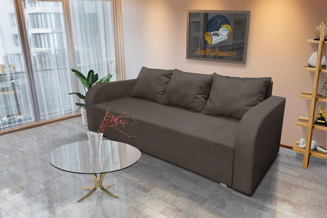 Joki ágyazható ágyneműtartós kanapé mély földszürke szövettel