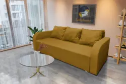 Joki ágyazható ágyneműtartós kanapé őszarany szövettel