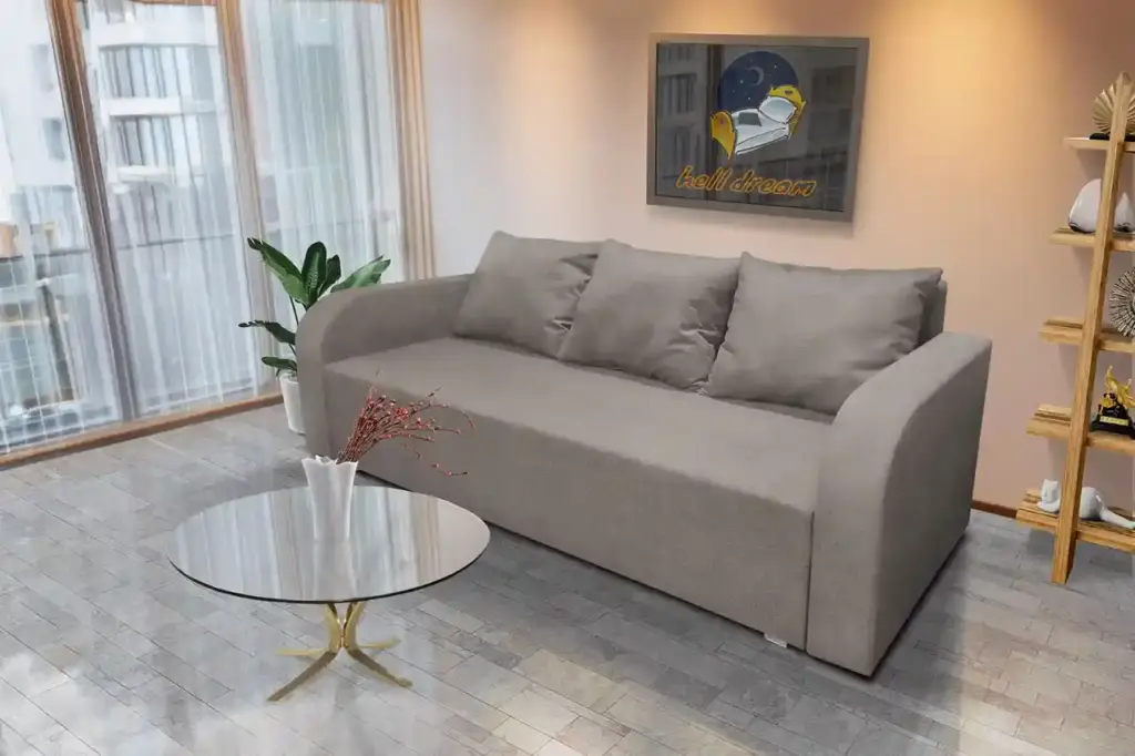 Joki ágyazható ágyneműtartós kanapé szamárszürke szövettel