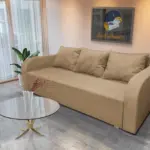 Joki ágyazható ágyneműtartós kanapé világos fahéj szövettel