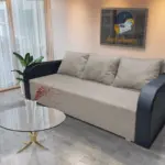 Joli ágyneműtartós ágyazható kanapé bőr kar ezüst serlegszürke szövet