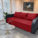 Joli ágyneműtartós ágyazható kanapé bőr kar japán karminvörös szövet