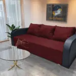 Joli ágyneműtartós ágyazható kanapé bőr kar ódon borvörös szövet