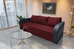 Joli ágyneműtartós ágyazható kanapé bőr kar ódon borvörös szövet