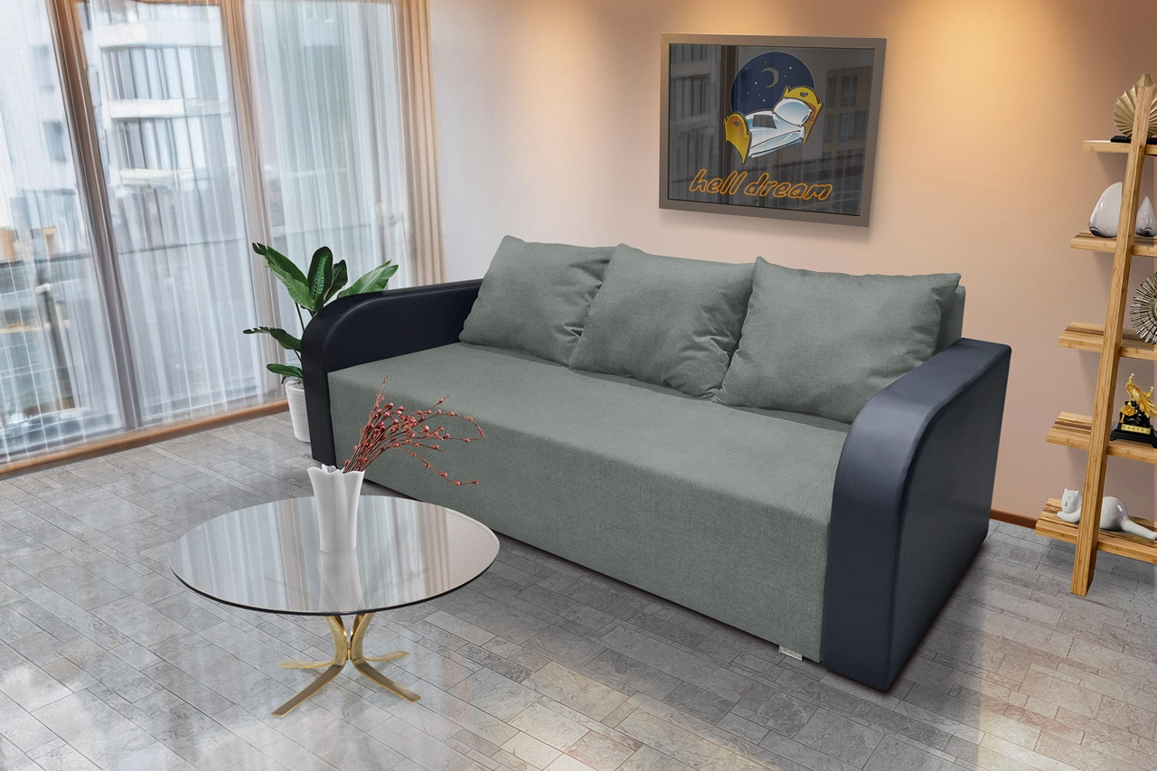 Joli ágyneműtartós ágyazható kanapé bőr kar óezüst szövet