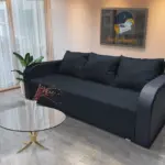 Joli ágyneműtartós ágyazható kanapé bőr kar ónix szövet