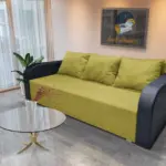 Joli ágyneműtartós ágyazható kanapé bőr kar őszi levélzöld szövet