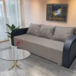 Joli ágyneműtartós ágyazható kanapé bőr kar szamárszürke szövet