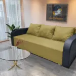 Joli ágyneműtartós ágyazható kanapé bőr kar száraz olíva szövet