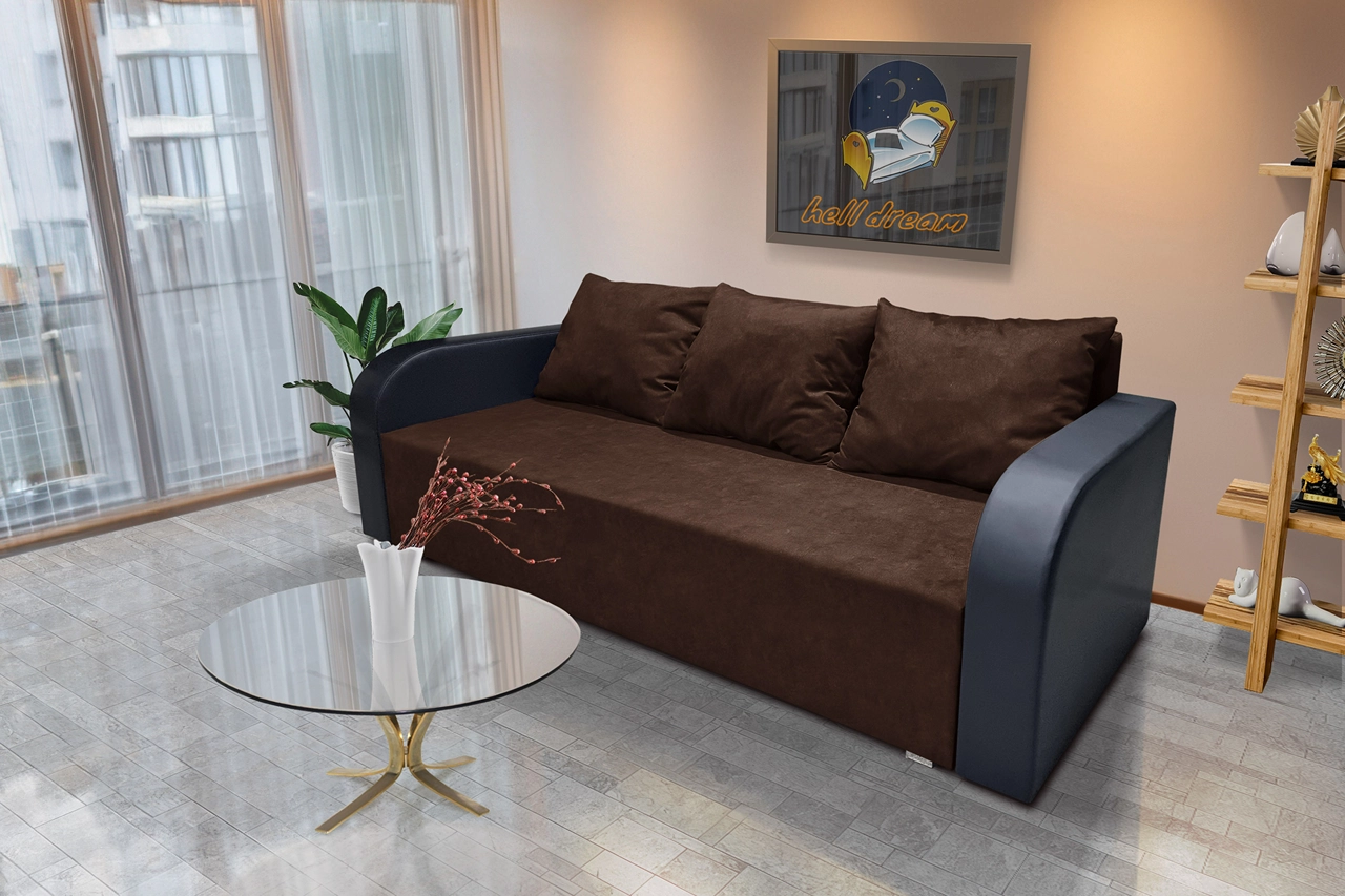 Léna kinyitható kanapé bőr kar kóla szövet