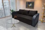 Léna kinyitható kanapé bőr kar sejtelmes fekete szövet