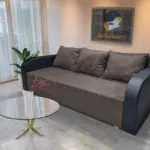 Léna kinyitható kanapé bőr kar taupe szürke szövet