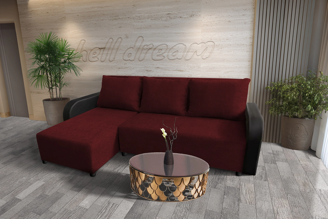 Linda sarokkanapé remek ódon borvörös szövettel