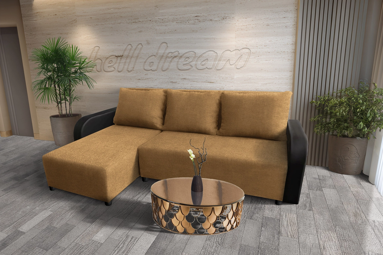 Linda sarokkanapé remek okker szövettel