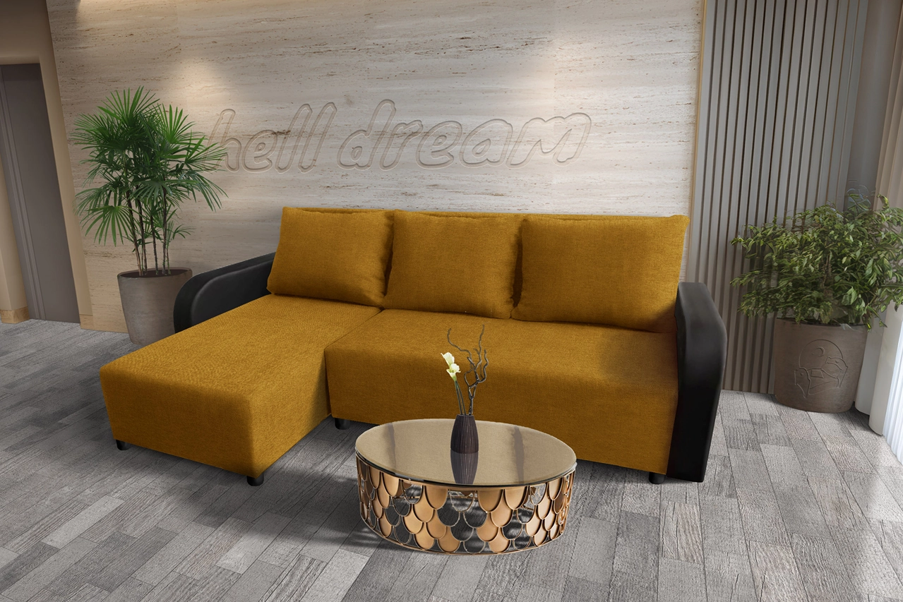 Linda sarokkanapé remek őszarany szövettel