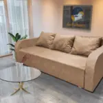 Luna ágyneműtartós ágyazható kanapé halvány taupe szövettel