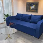 Luna ágyneműtartós ágyazható kanapé mély búzavirágkék szövettel